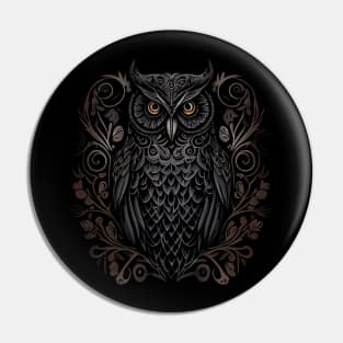 painting in dark style about the life of a Owl Head Pin