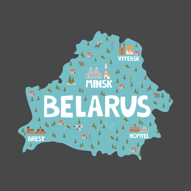 Republic of Belarus Illustrated Map by JunkyDotCom