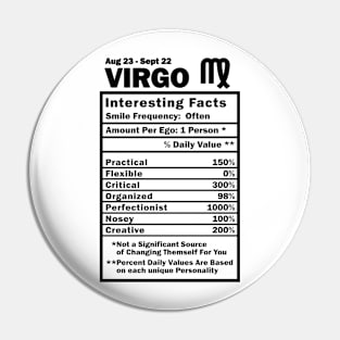 Virgo Zodiac Personality Traits - Male Female Gender Neutral Pin