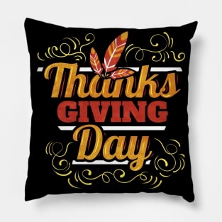 Thanks Giving Day Logo Feathers Thanksgiving Pillow