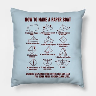 Horror Movie 80's Retro Funny Paper Making Boat Tutorial Pillow