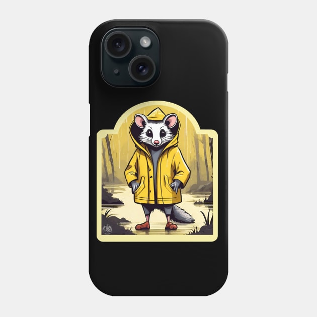 Opossum in a yellow raincoat Phone Case by Ilustradamus