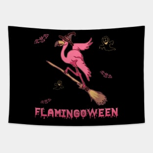 Flamingoween Shirt Funny Flamingoween Witch Halloween Tapestry