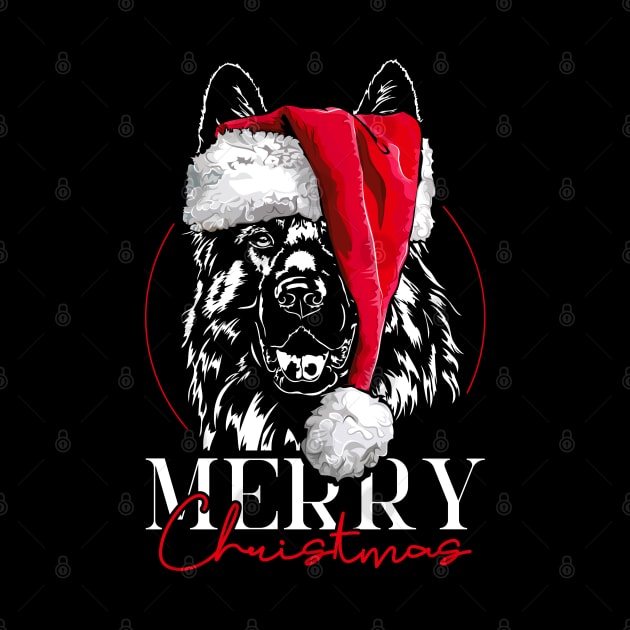 Santa German Shepherd Merry Christmas dog gift present by wilsigns