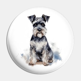 Miniature Schnauzer Watercolor Style Pin