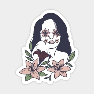 GIRL FLOWERS Magnet