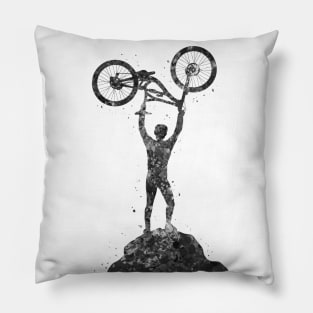 Mountain bike black and white Pillow