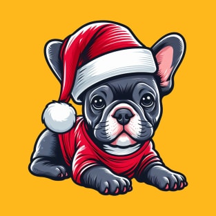 French Bulldog in Santa's Hat T-Shirt