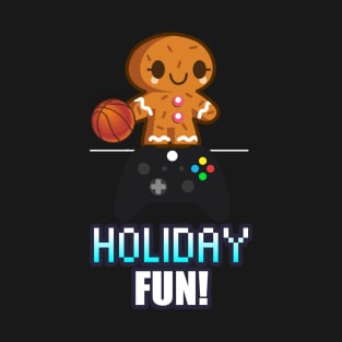 Holiday Fun - Cute Gingerbread Gamer - Graphic Novelty Gift - Holiday Saying Text Design Typographic Quote T-Shirt