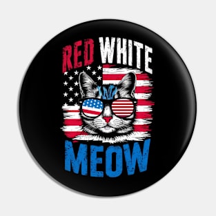 Red White And meow  america Pin