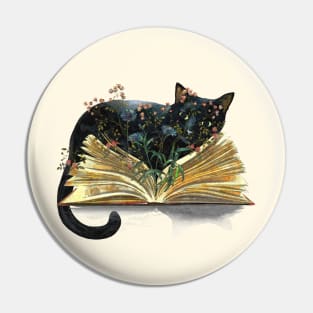 Black cats and floral book,Reading books, Book Sticker, bookworm gift for reader,student gift, lover books Pin