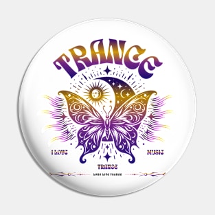 TRANCE  - Butterfly Moon Stars (dark purple/gold) Pin