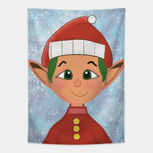 Christmas Elf in the Snow. Tapestry