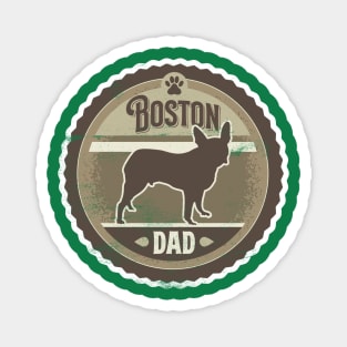 Boston Dad - Distressed Boston Terrier Silhouette Design Magnet