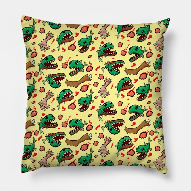 Piranha Attack Pillow by joehavasy