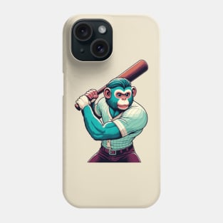 Vintage Monkey Slugger - Retro 1990s Cartoon Style Baseball Art Phone Case