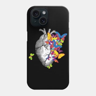 Heart Human Anatomy jellow blue green butterflies Phone Case