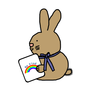 Cute Bunny Rabbit Says Be Kind With a Rainbow T-Shirt