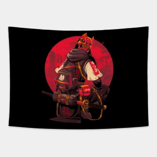 Red Kitsune Samurai Tapestry