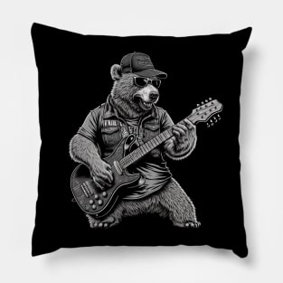 Bear Playing a Guitar Pillow