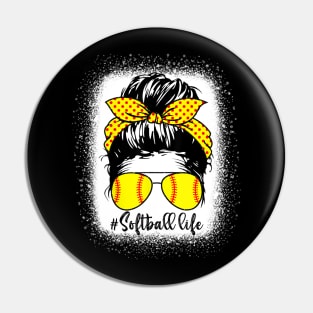 Mom Life Softball Baseball Mom Mother's Day Messy Bun Shirt Pin