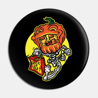 Jack-O-Lantern Skeleton Trick or Treater Pin