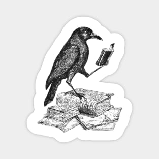 Crow with Book Magnet