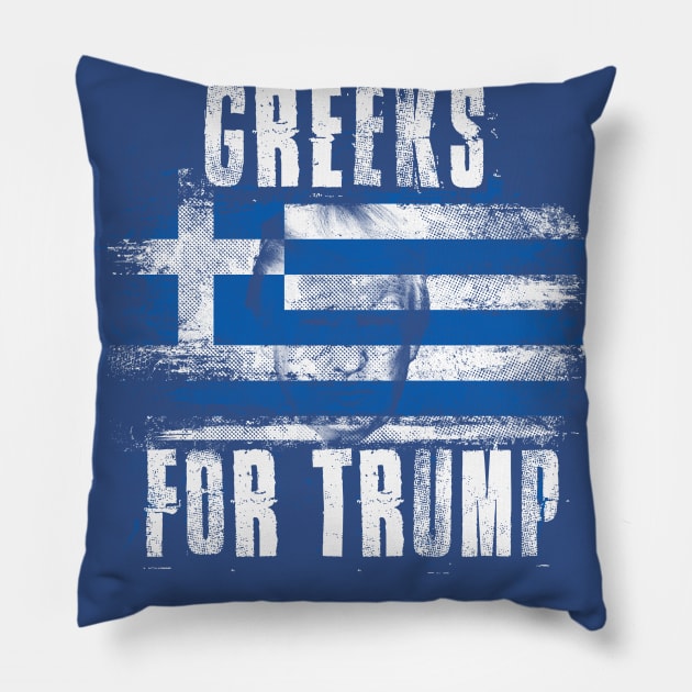 Greeks For Trump - Trump 2020 Patriotic Flag Pillow by Family Heritage Gifts