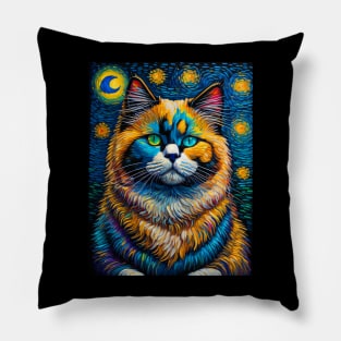 The Ragdoll Cat in starry night Pillow