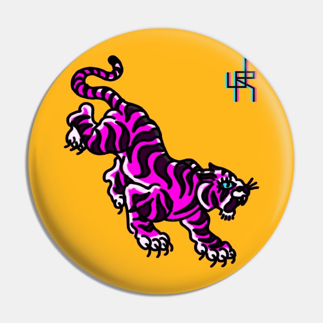Electric Trad Tiger Tattoo Pin by HAPHEART.COM