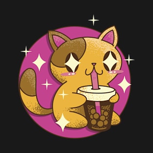 Boba Tea Cat Bubble Tea Kawaii Japanese Anime Neko T-Shirt