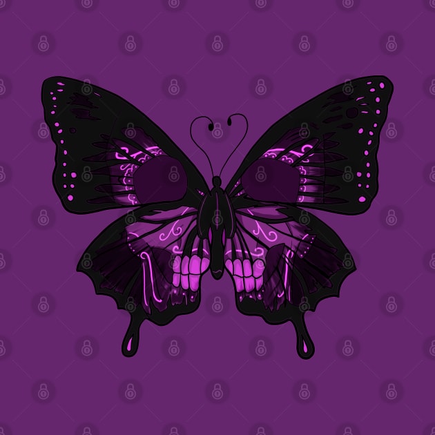 purple butterfly skull by GhostFox_Designs