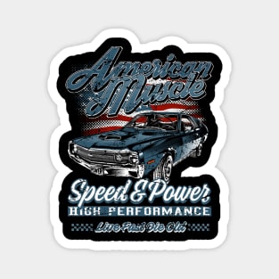 American Muscle Car Speed and Power Blue I Magnet