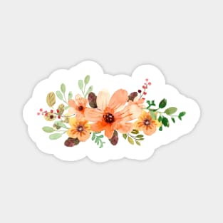 ORANGE YELLOW GREEN FLORAL SPRING WATERCOLOR Magnet