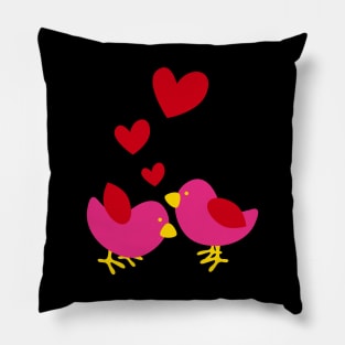 Lovebirds with Hearts Pillow