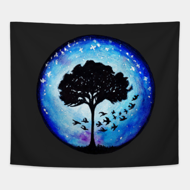 Watercolor Circle Galaxy Galaxy Tapestry Teepublic
