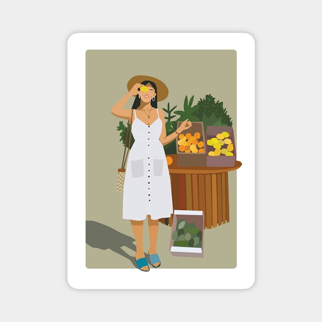 Summer Fruit Girl Magnet by JunkyDotCom