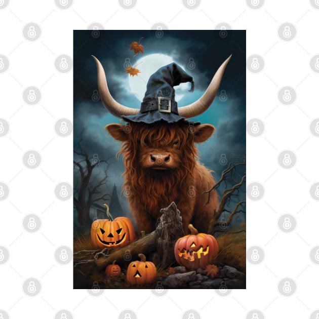 Trick Or treat - Highland Cow by TooplesArt