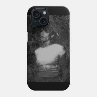 Beautiful girl, grayscale. Some white splatters. Dark and beautiful. Phone Case