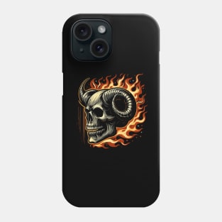 head skull with flames design Phone Case