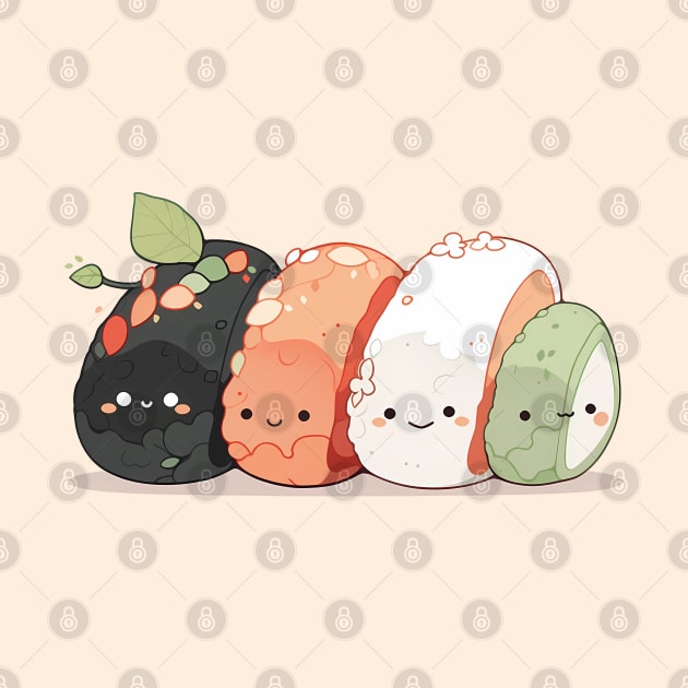 Sushi Friends: Adorable Set of Kawaii Rolls by SnuggleNook