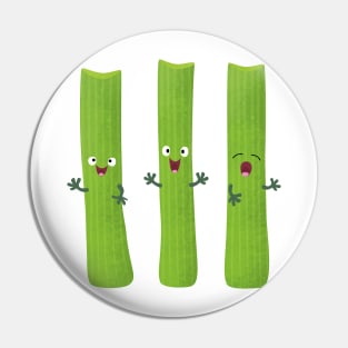 Cute celery sticks trio cartoon vegetables Pin