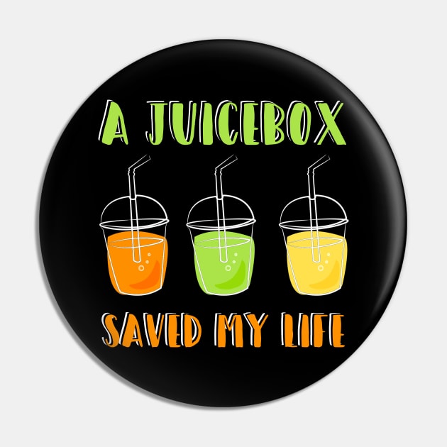 A Juice Box Saved My Life T-Shirt Funny Type 1 Diabetes Tee Pin by blimbercornbread