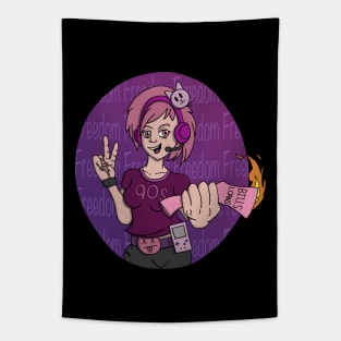 90's Pink Haired Gamer Girl (Pinksta) Tapestry