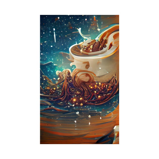 The Coffee Starry Teal ocean| starry night by PsychicLove