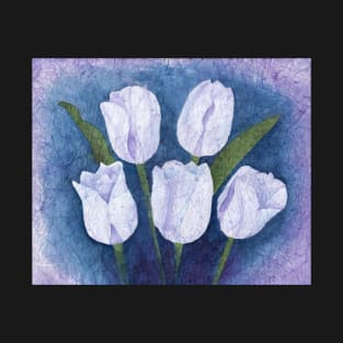 White Evening Tulips on Masa Paper T-Shirt