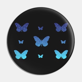 Blue Ombre Faux Glitter Butterflies Pin