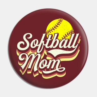 Softball Mom! Retro Sports Gift Pin