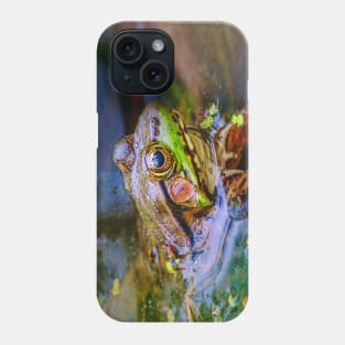 Green Frog Sunbathing in a Pond Phone Case