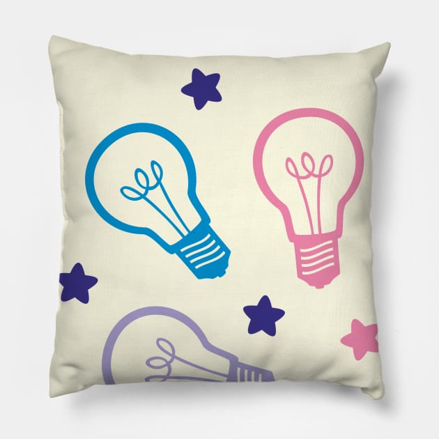 Cute Pastel Lightbulbs Pillow by XOOXOO